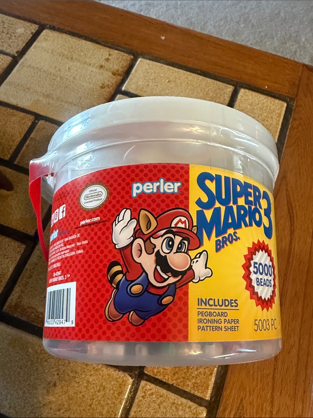 Super Mario Bros 3 Perler Fused Bead Bucket kit